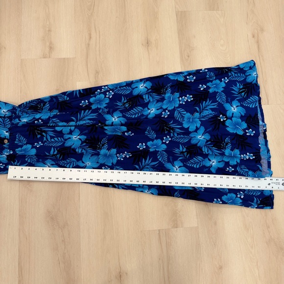 Hawaiian Aloha Fashion Maxi Dress Floral Print One Size Blue Tropical Beach Boho - Picture 5 of 11